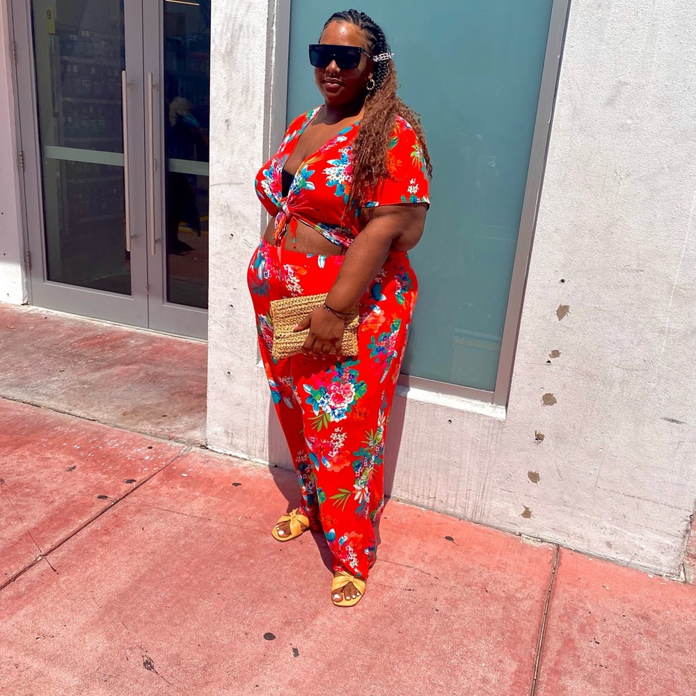 Orange Two piece Pant set